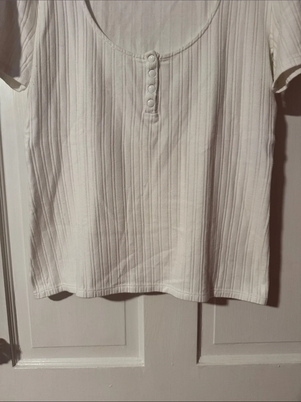 Sezane Mao Ecru White Ribbed T-shirt Size Medium - Picture 5 of 10